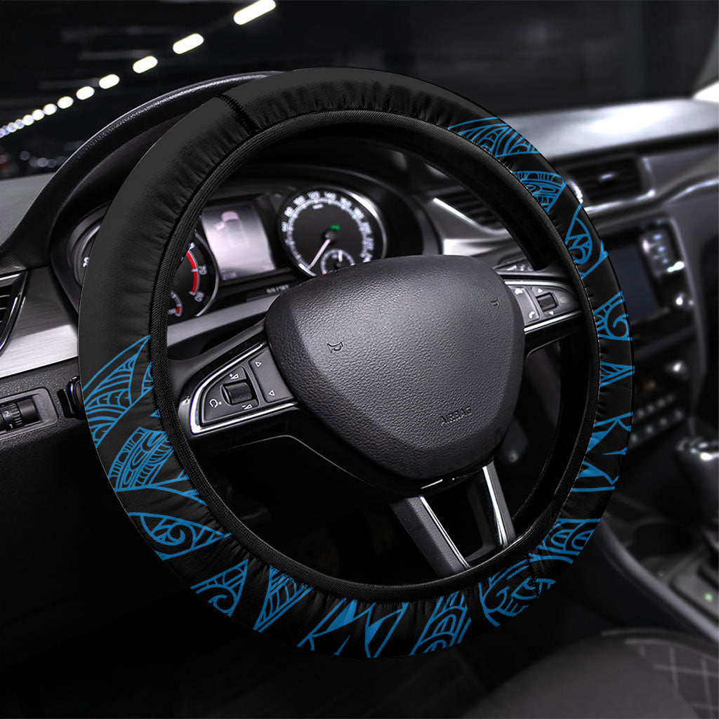 Aotearoa Iwi Ngati Porou Steering Wheel Cover NZ Maori Humpback Whale Taniko Motifs