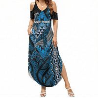 Aotearoa Iwi Ngati Porou Personalised Summer Maxi Dress NZ Maori Humpback Whale Taniko Motifs