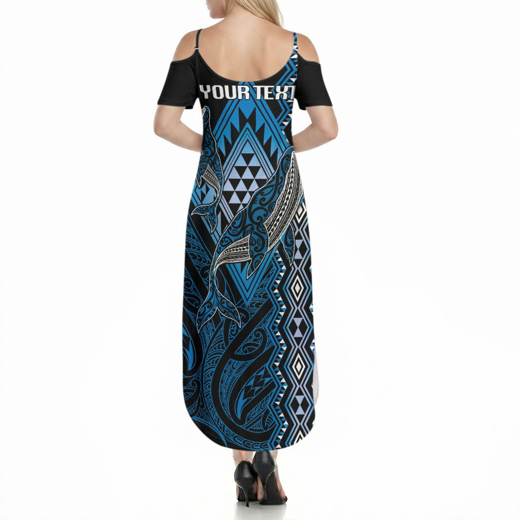 Aotearoa Iwi Ngati Porou Personalised Summer Maxi Dress NZ Maori Humpback Whale Taniko Motifs