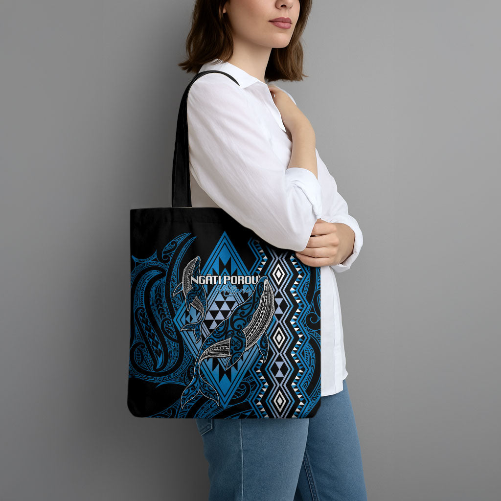 Aotearoa Iwi Ngati Porou Tote Bag NZ Maori Humpback Whale Taniko Motifs