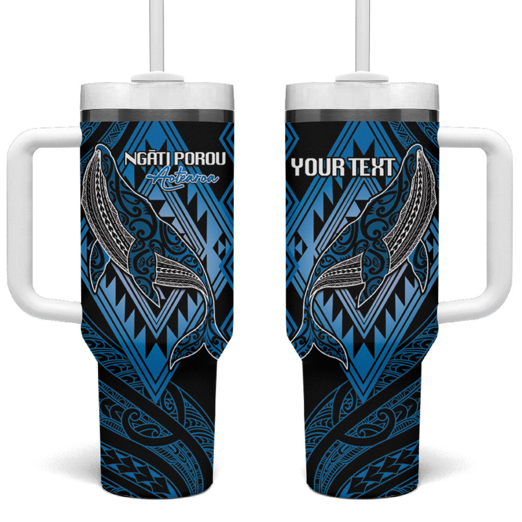 Aotearoa Iwi Ngati Porou Personalised Tumbler With Handle NZ Maori Humpback Whale Taniko Motifs