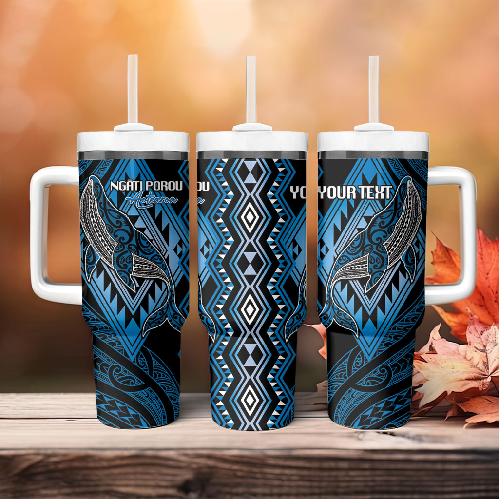 Aotearoa Iwi Ngati Porou Personalised Tumbler With Handle NZ Maori Humpback Whale Taniko Motifs
