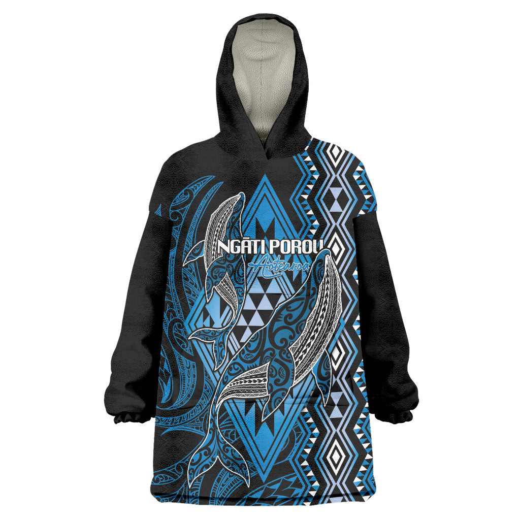 Aotearoa Iwi Ngati Porou Personalised Wearable Blanket Hoodie NZ Maori Humpback Whale Taniko Motifs