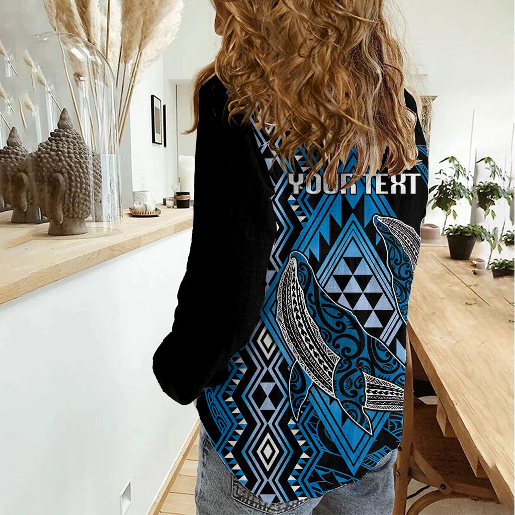 Aotearoa Iwi Ngati Porou Personalised Women Casual Shirt NZ Maori Humpback Whale Taniko Motifs
