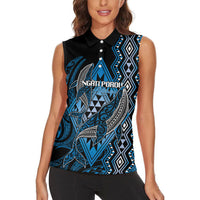 Aotearoa Iwi Ngati Porou Personalised Women Sleeveless Polo Shirt NZ Maori Humpback Whale Taniko Motifs