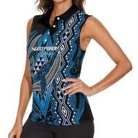 Aotearoa Iwi Ngati Porou Personalised Women Sleeveless Polo Shirt NZ Maori Humpback Whale Taniko Motifs