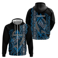 Aotearoa Iwi Ngati Porou Personalised Zip Hoodie NZ Maori Humpback Whale Taniko Motifs