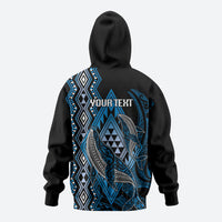 Aotearoa Iwi Ngati Porou Personalised Zip Hoodie NZ Maori Humpback Whale Taniko Motifs