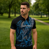 Aotearoa Iwi Ngati Porou Personalised Zipper Polo Shirt NZ Maori Humpback Whale Taniko Motifs