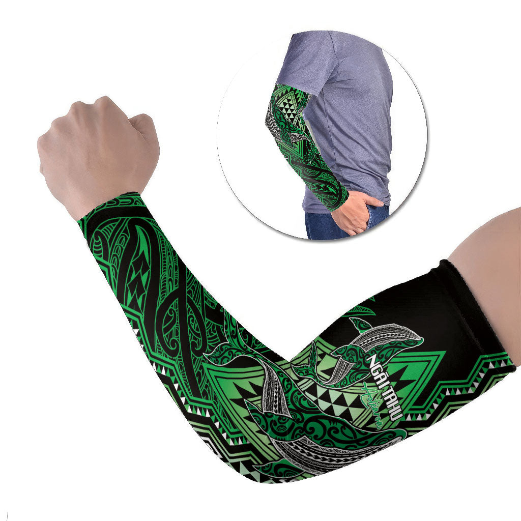 Aotearoa Iwi Ngai Tahu Personalised Arm Sleeves NZ Maori Humpback Whale Taniko Motifs