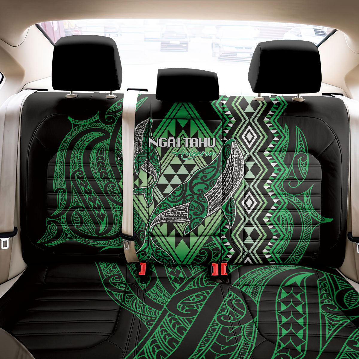 Aotearoa Iwi Ngai Tahu Back Car Seat Cover NZ Maori Humpback Whale Taniko Motifs