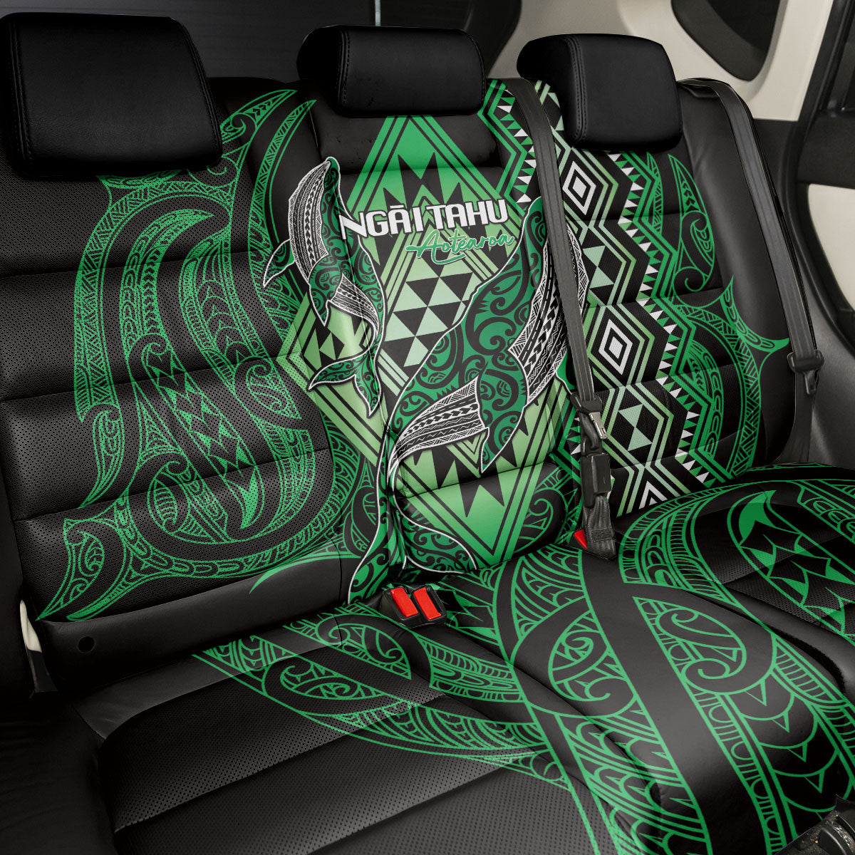 Aotearoa Iwi Ngai Tahu Back Car Seat Cover NZ Maori Humpback Whale Taniko Motifs