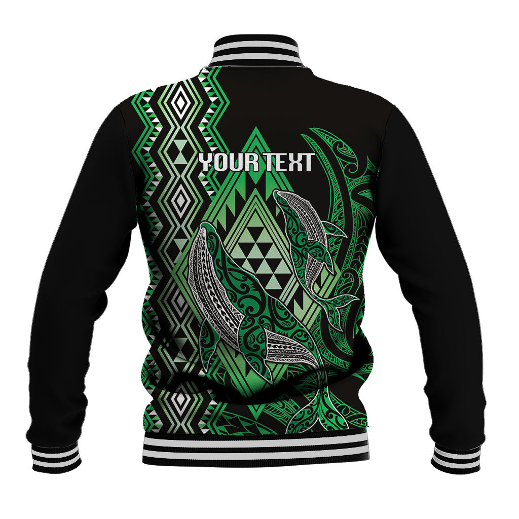 Aotearoa Iwi Ngai Tahu Personalised Baseball Jacket NZ Maori Humpback Whale Taniko Motifs