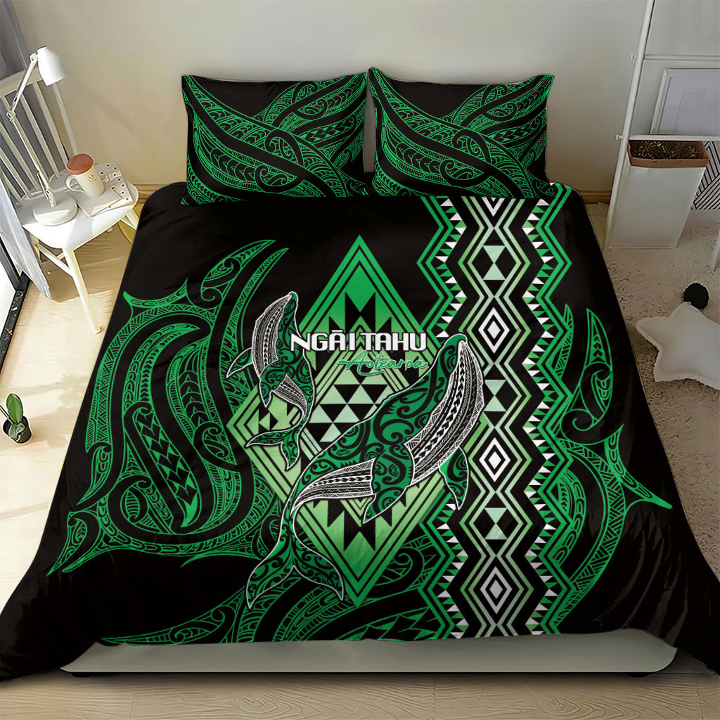 Aotearoa Iwi Ngai Tahu Bedding Set NZ Maori Humpback Whale Taniko Motifs