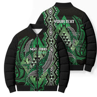 Aotearoa Iwi Ngai Tahu Personalised Bomber Puffer Jacket NZ Maori Humpback Whale Taniko Motifs