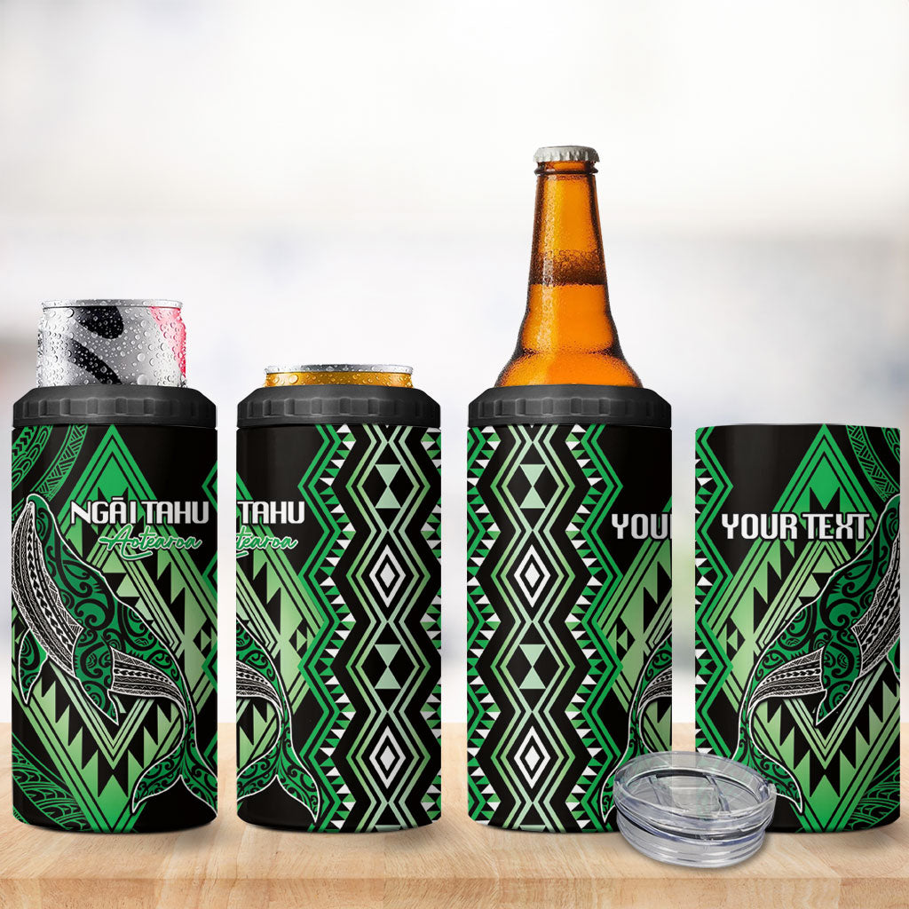 Aotearoa Iwi Ngai Tahu Personalised 4 in 1 Can Cooler Tumbler NZ Maori Humpback Whale Taniko Motifs