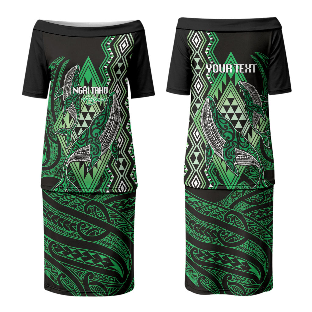 Aotearoa Iwi Ngai Tahu Personalised Couples Matching Puletasi and Hawaiian Shirt NZ Maori Humpback Whale Taniko Motifs