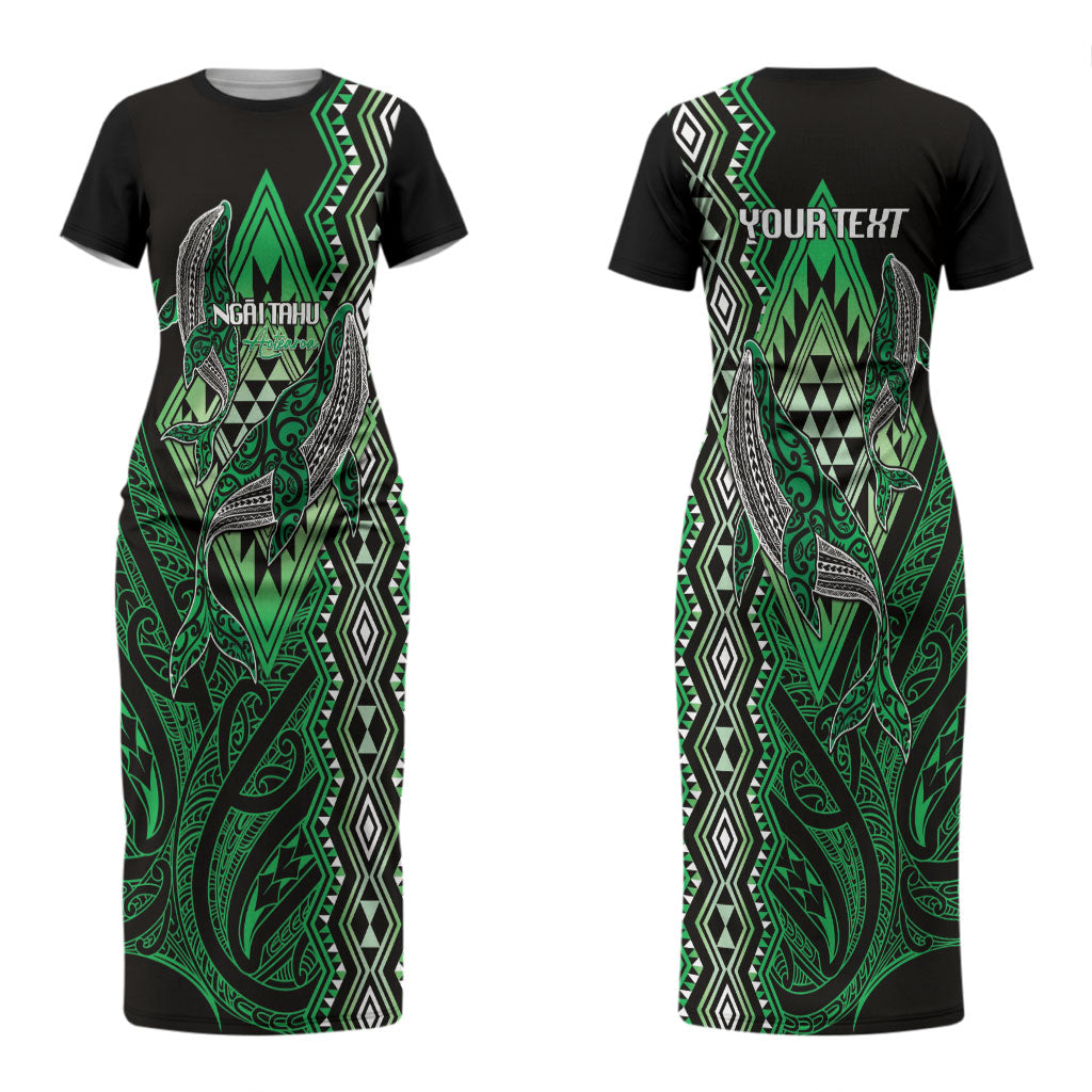 Aotearoa Iwi Ngai Tahu Personalised Couples Matching Short Sleeve Bodycon Dress and Long Sleeve Button Shirt NZ Maori Humpback Whale Taniko Motifs