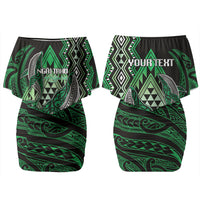 Aotearoa Iwi Ngai Tahu Personalised Family Matching Off Shoulder Short Dress and Hawaiian Shirt NZ Maori Humpback Whale Taniko Motifs