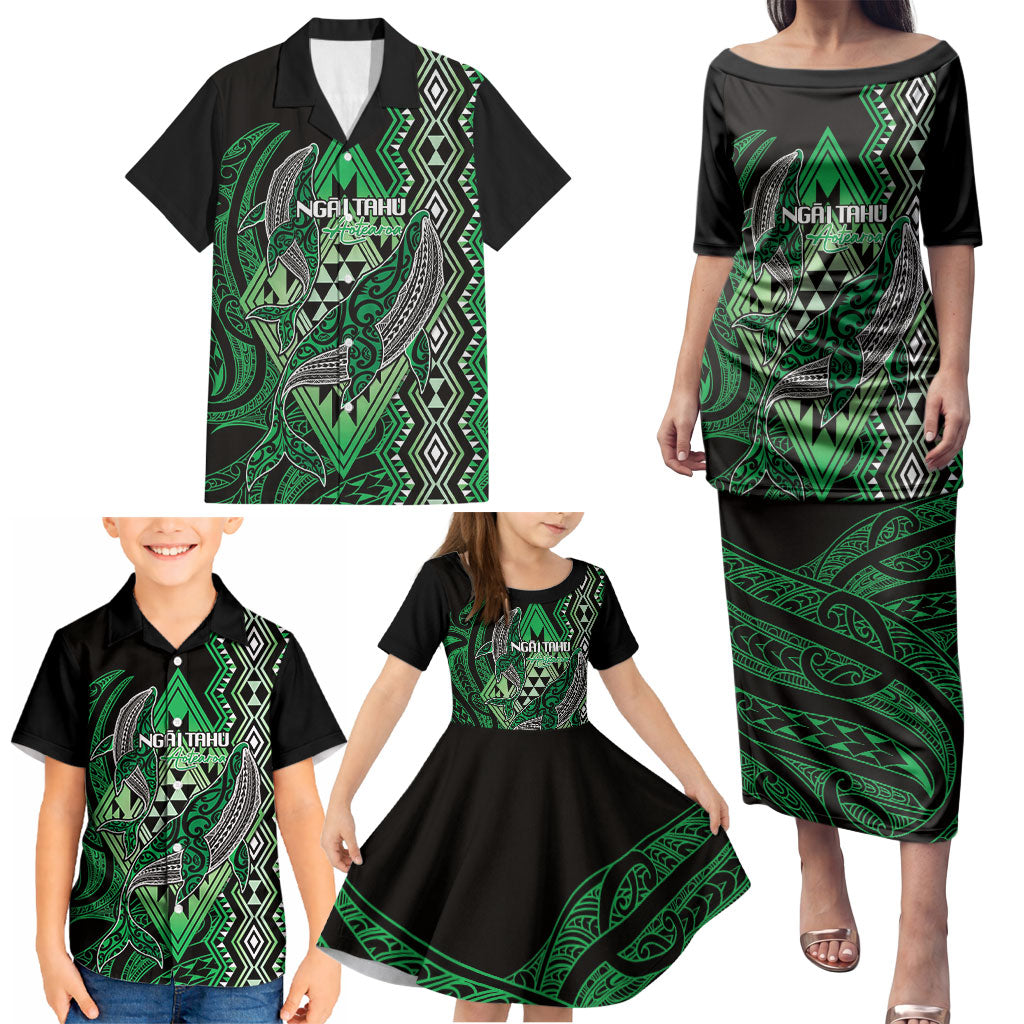 Aotearoa Iwi Ngai Tahu Personalised Family Matching Puletasi and Hawaiian Shirt NZ Maori Humpback Whale Taniko Motifs LT14 - Polynesian Pride