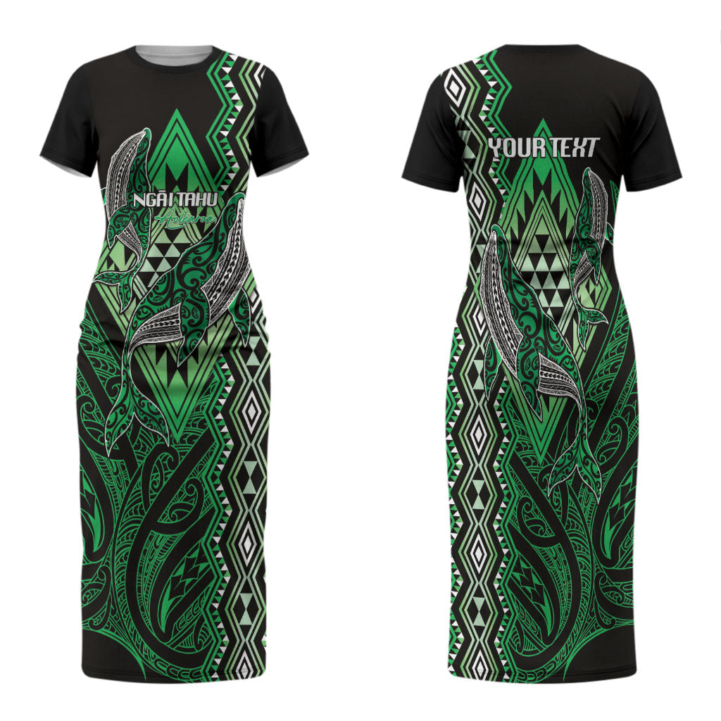 Aotearoa Iwi Ngai Tahu Personalised Family Matching Short Sleeve Bodycon Dress and Hawaiian Shirt NZ Maori Humpback Whale Taniko Motifs