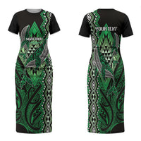 Aotearoa Iwi Ngai Tahu Personalised Family Matching Short Sleeve Bodycon Dress and Hawaiian Shirt NZ Maori Humpback Whale Taniko Motifs