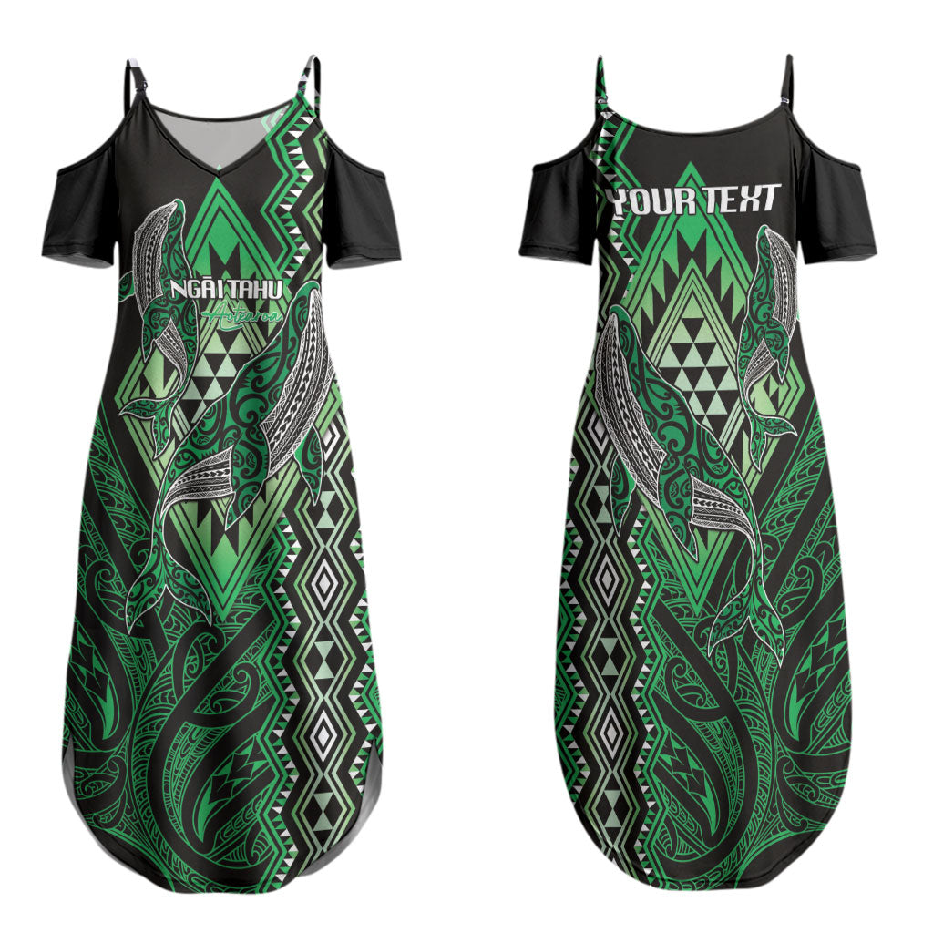 Aotearoa Iwi Ngai Tahu Personalised Family Matching Summer Maxi Dress and Hawaiian Shirt NZ Maori Humpback Whale Taniko Motifs