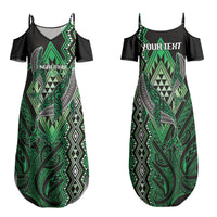 Aotearoa Iwi Ngai Tahu Personalised Family Matching Summer Maxi Dress and Hawaiian Shirt NZ Maori Humpback Whale Taniko Motifs