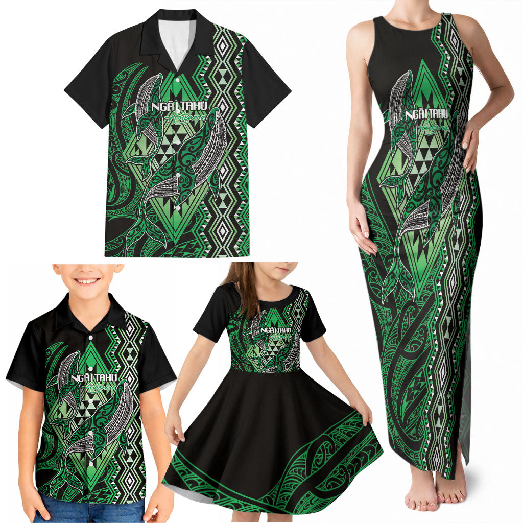 Aotearoa Iwi Ngai Tahu Personalised Family Matching Tank Maxi Dress and Hawaiian Shirt NZ Maori Humpback Whale Taniko Motifs