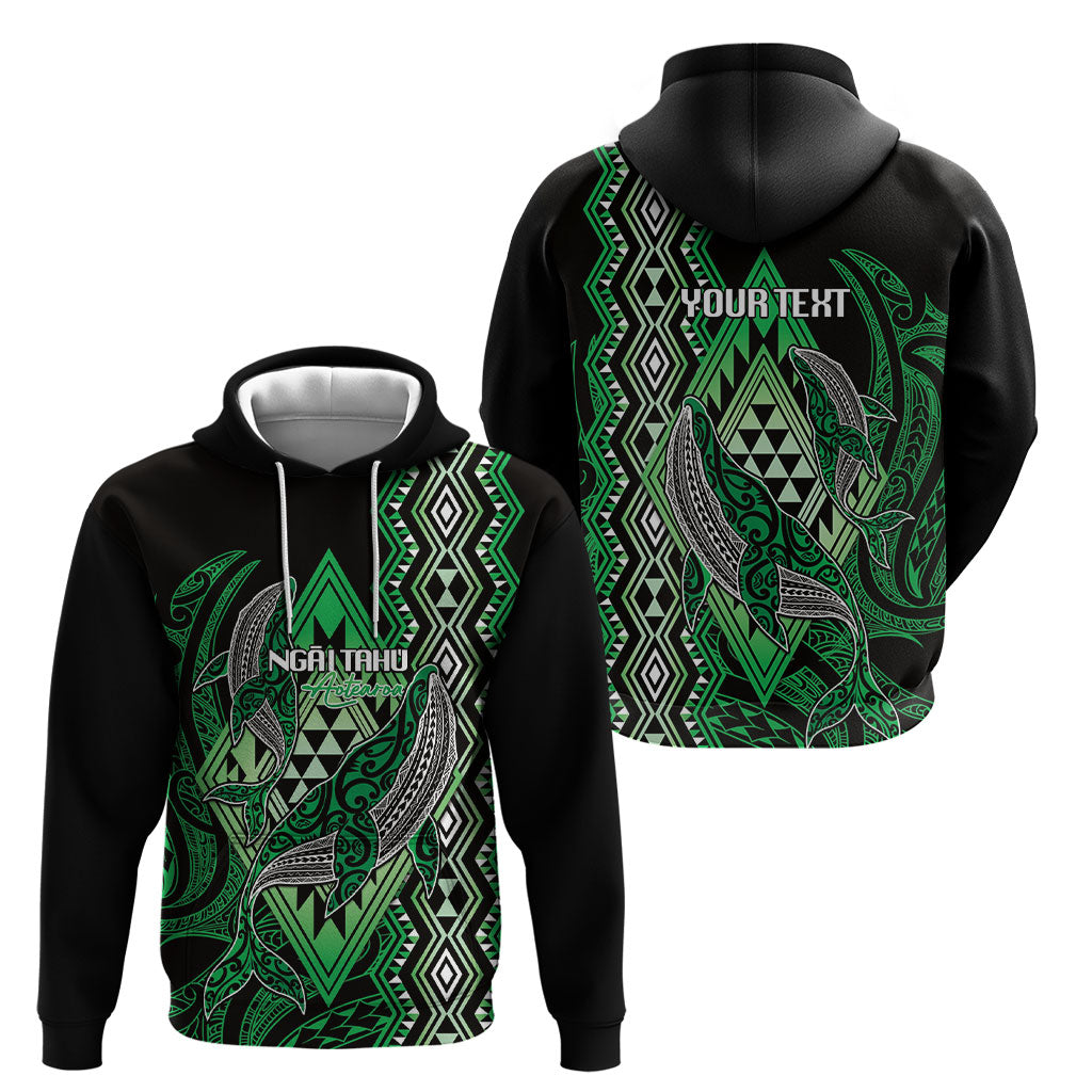 Aotearoa Iwi Ngai Tahu Personalised Hoodie NZ Maori Humpback Whale Taniko Motifs