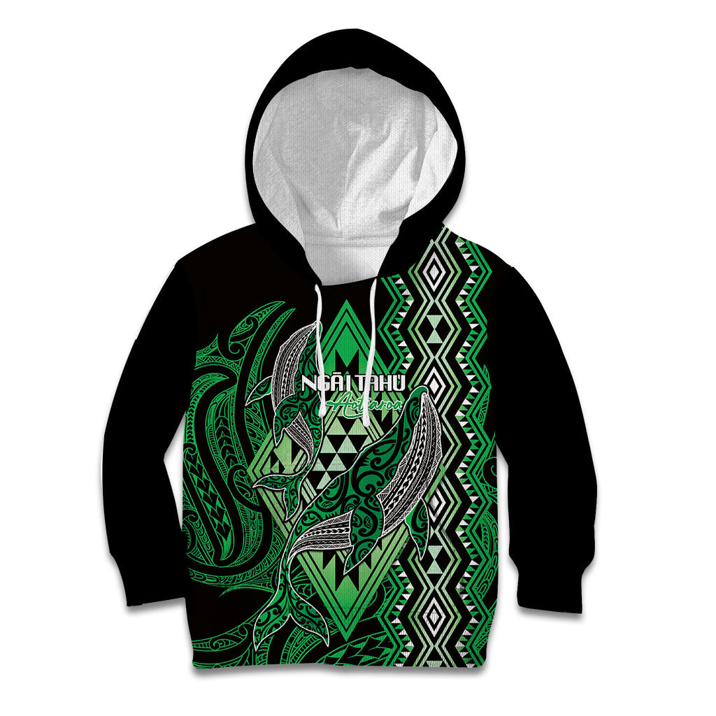 Aotearoa Iwi Ngai Tahu Personalised Kid Hoodie NZ Maori Humpback Whale Taniko Motifs