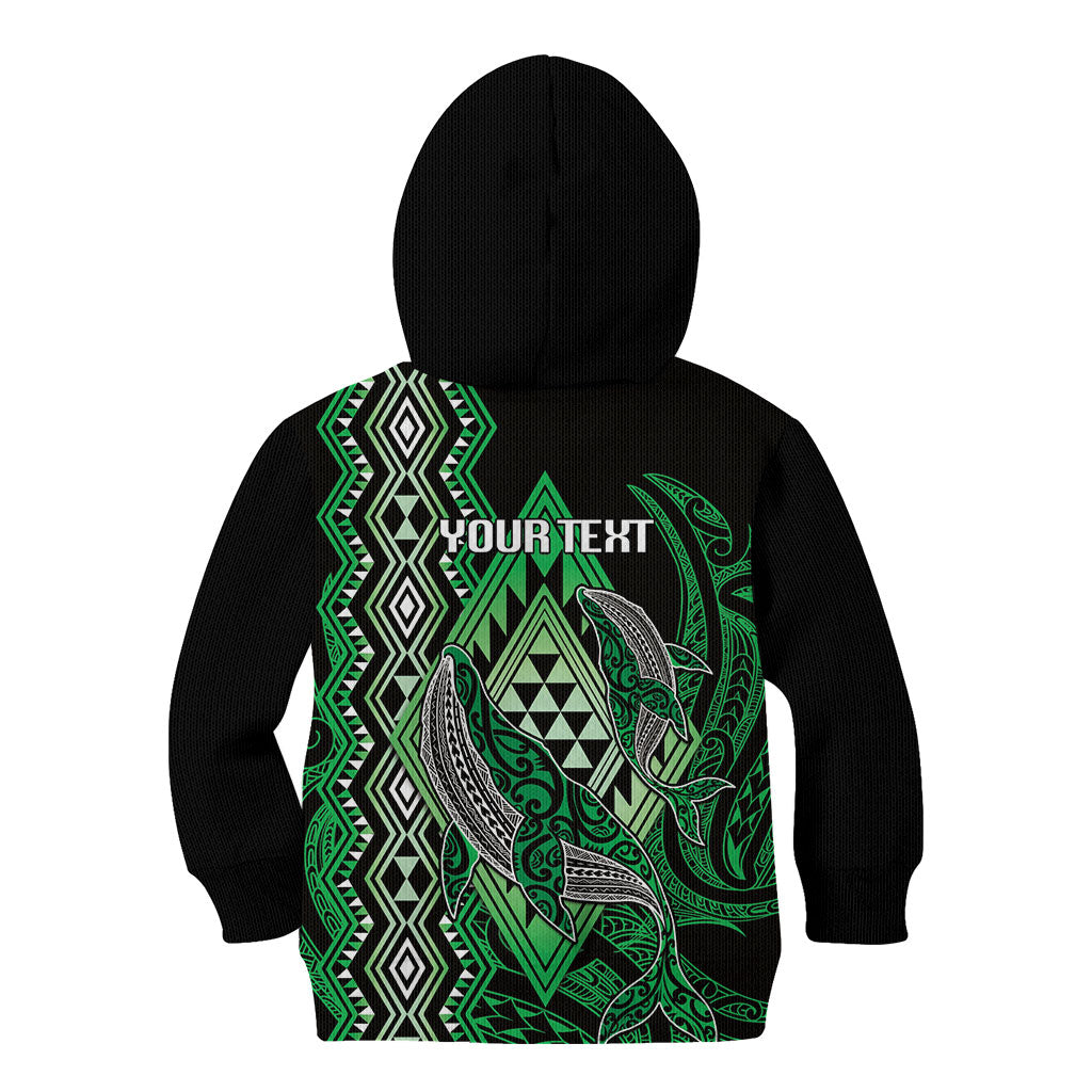 Aotearoa Iwi Ngai Tahu Personalised Kid Hoodie NZ Maori Humpback Whale Taniko Motifs