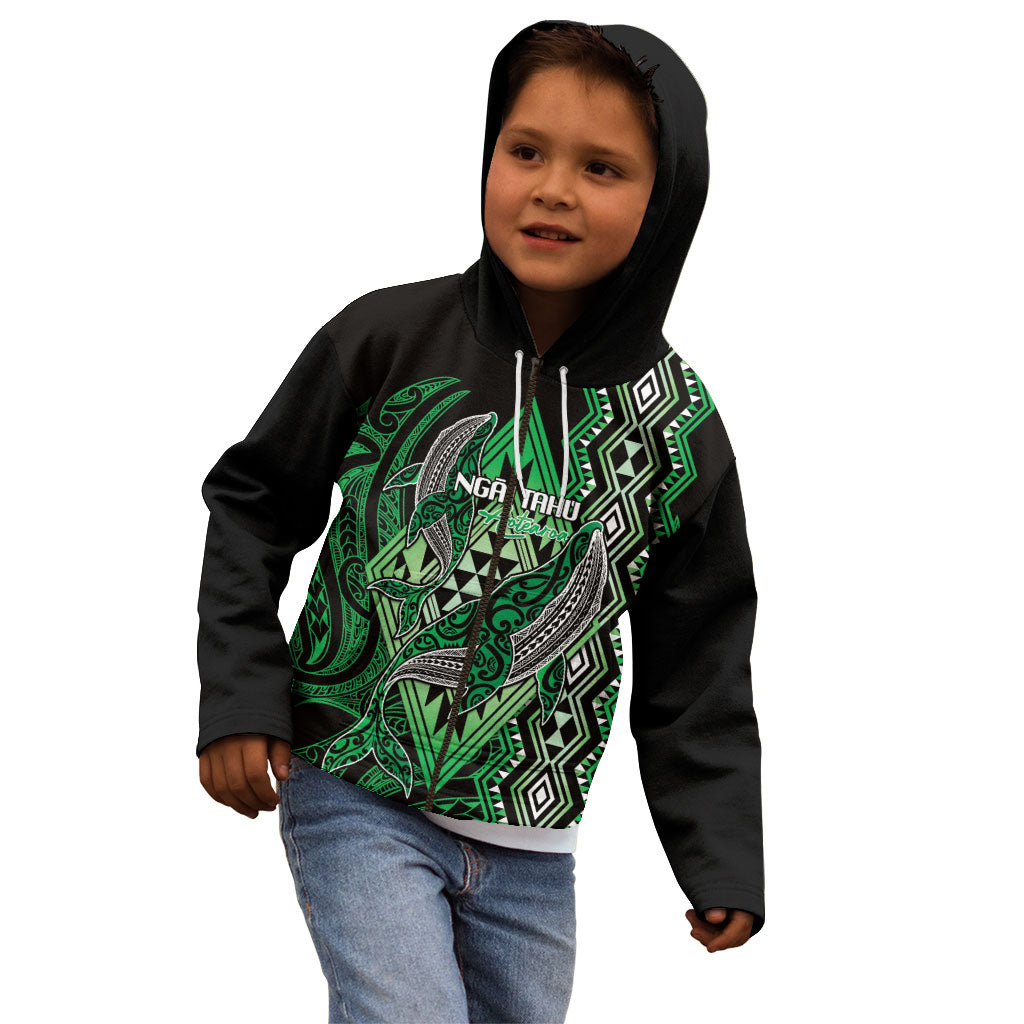Aotearoa Iwi Ngai Tahu Personalised Kid Hoodie NZ Maori Humpback Whale Taniko Motifs