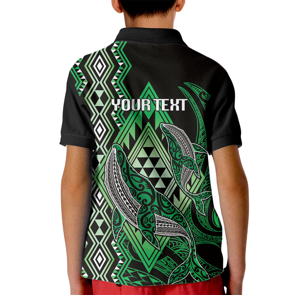 Aotearoa Iwi Ngai Tahu Personalised Kid Polo Shirt NZ Maori Humpback Whale Taniko Motifs