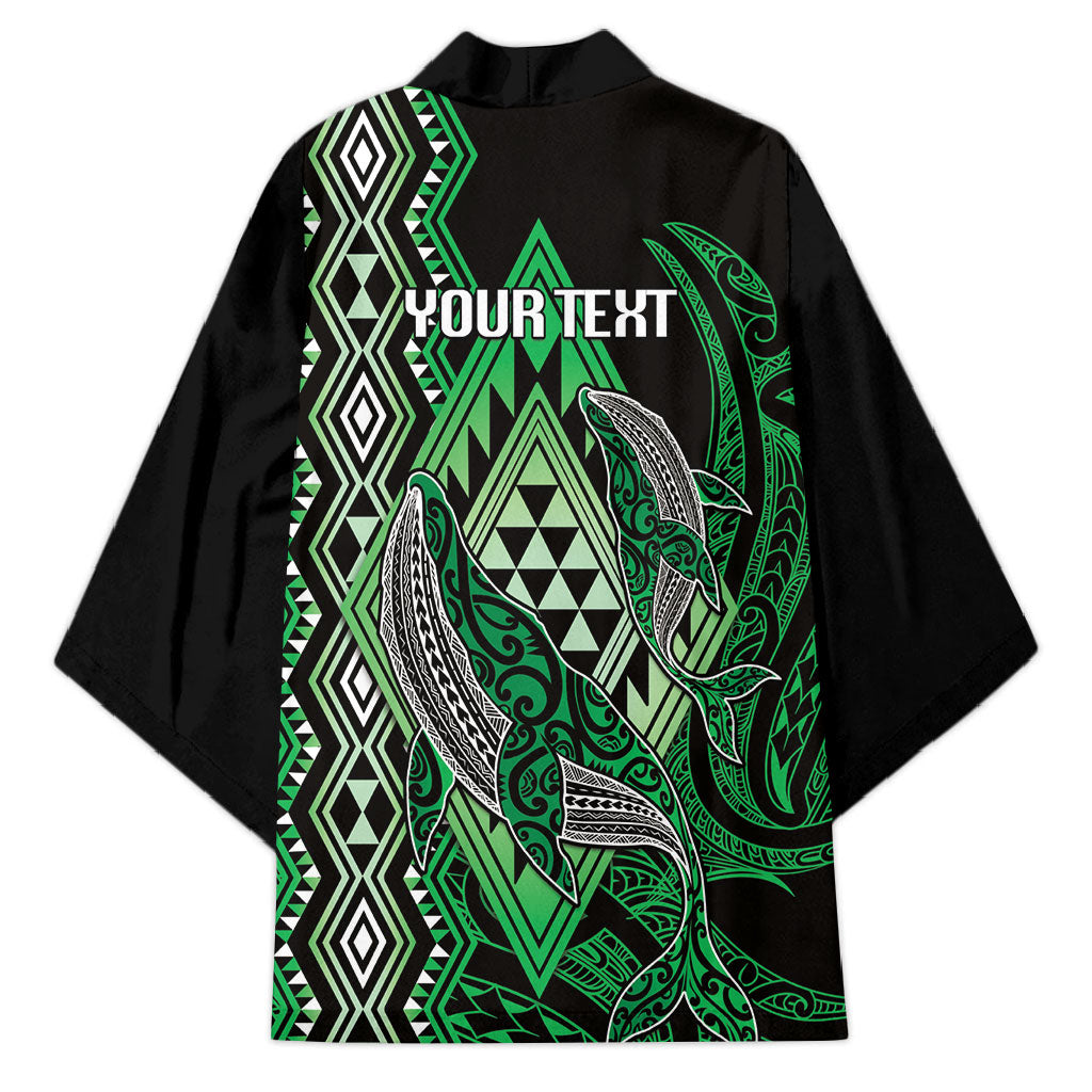 Aotearoa Iwi Ngai Tahu Personalised Kimono NZ Maori Humpback Whale Taniko Motifs