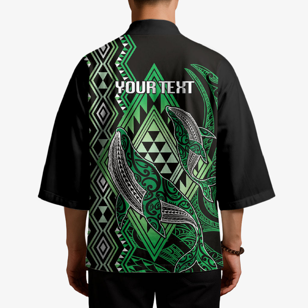 Aotearoa Iwi Ngai Tahu Personalised Kimono NZ Maori Humpback Whale Taniko Motifs
