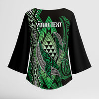 Aotearoa Iwi Ngai Tahu Personalised Kimono Sleeve Blouse NZ Maori Humpback Whale Taniko Motifs