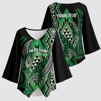 Aotearoa Iwi Ngai Tahu Personalised Kimono Sleeve Blouse NZ Maori Humpback Whale Taniko Motifs