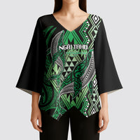 Aotearoa Iwi Ngai Tahu Personalised Kimono Sleeve Blouse NZ Maori Humpback Whale Taniko Motifs