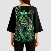 Aotearoa Iwi Ngai Tahu Personalised Kimono Sleeve Blouse NZ Maori Humpback Whale Taniko Motifs