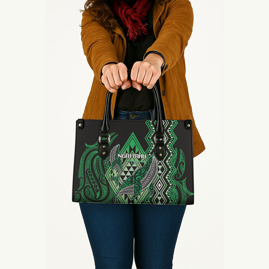 Aotearoa Iwi Ngai Tahu Leather Bag NZ Maori Humpback Whale Taniko Motifs