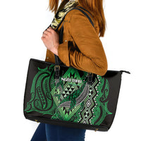 Aotearoa Iwi Ngai Tahu Leather Tote Bag NZ Maori Humpback Whale Taniko Motifs