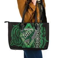 Aotearoa Iwi Ngai Tahu Leather Tote Bag NZ Maori Humpback Whale Taniko Motifs