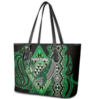 Aotearoa Iwi Ngai Tahu Leather Tote Bag NZ Maori Humpback Whale Taniko Motifs