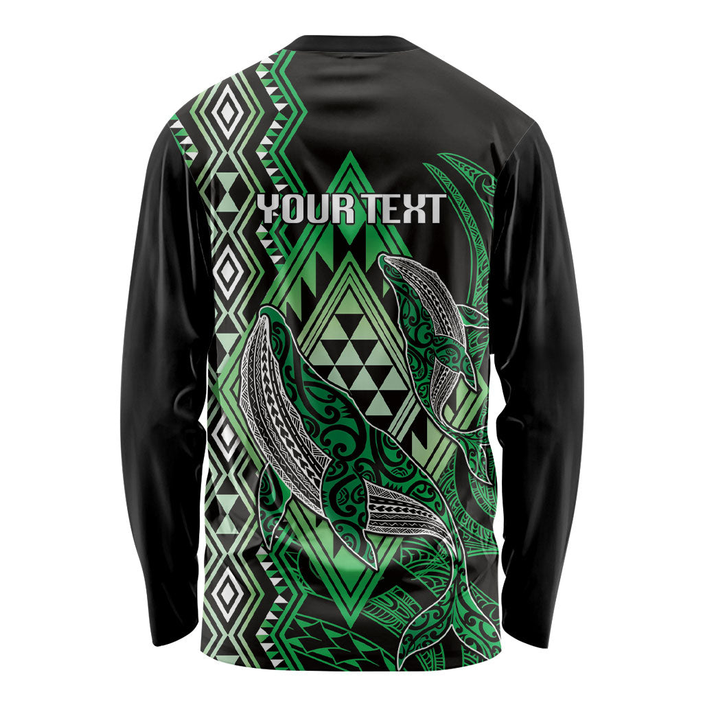 Aotearoa Iwi Ngai Tahu Personalised Long Sleeve Shirt NZ Maori Humpback Whale Taniko Motifs