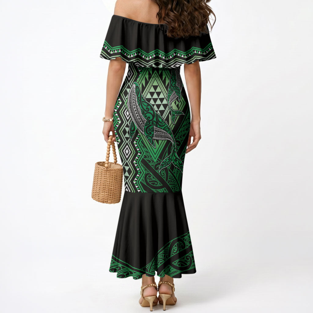 Aotearoa Iwi Ngai Tahu Personalised Mermaid Dress NZ Maori Humpback Whale Taniko Motifs