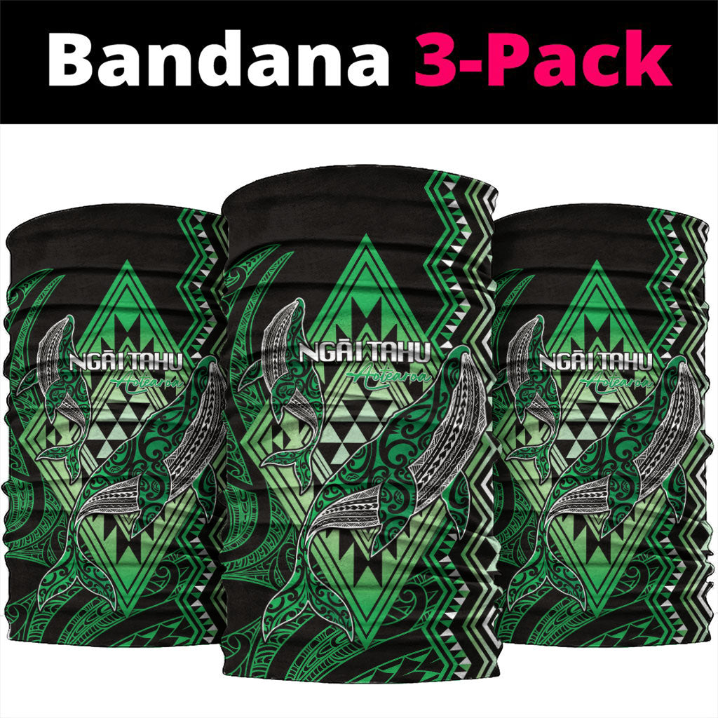 Aotearoa Iwi Ngai Tahu Neck Gaiter NZ Maori Humpback Whale Taniko Motifs LT14 package One Size: 25*50cm Green - Polynesian Pride