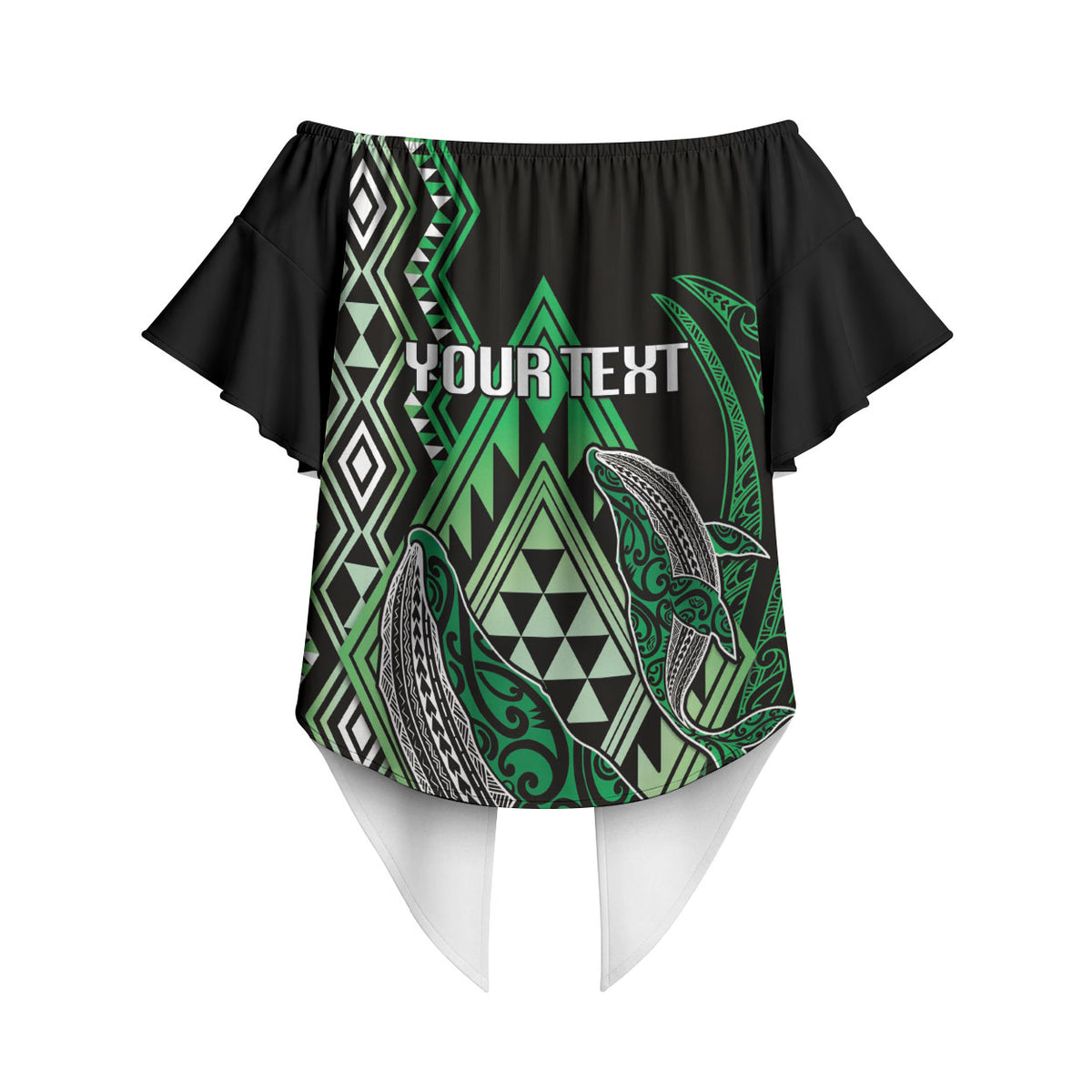 Aotearoa Iwi Ngai Tahu Personalised Off Shoulder Wrap Waist Top NZ Maori Humpback Whale Taniko Motifs