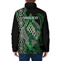 Aotearoa Iwi Ngai Tahu Personalised Padded Jacket NZ Maori Humpback Whale Taniko Motifs