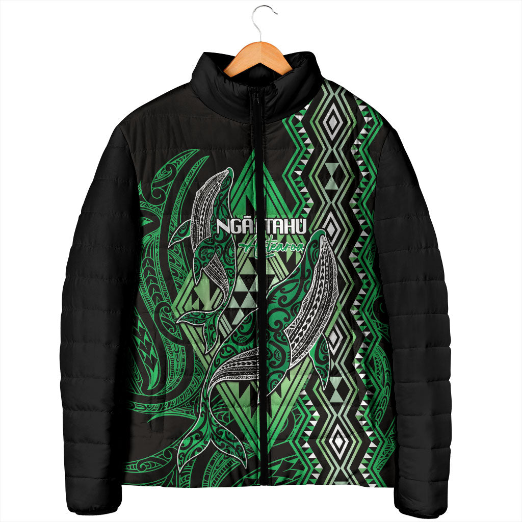Aotearoa Iwi Ngai Tahu Personalised Padded Jacket NZ Maori Humpback Whale Taniko Motifs